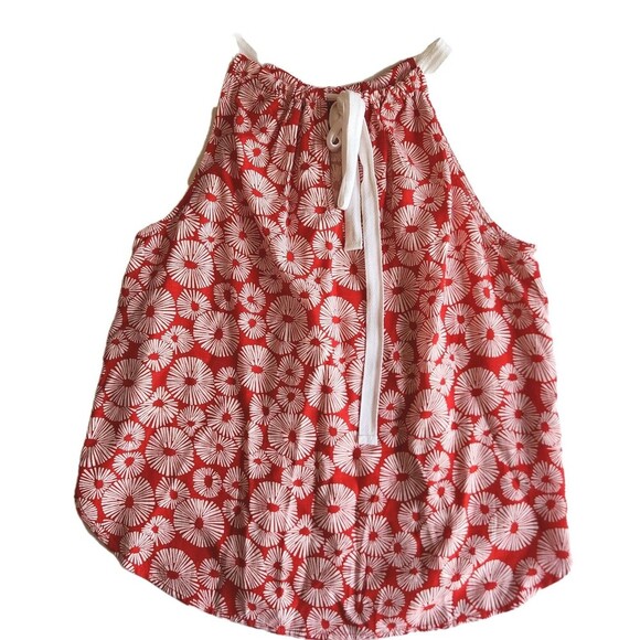 LOFT Red Firework Print Halter Cami Tank Top Women’s Small Sleeveless Pullover - Picture 8 of 8
